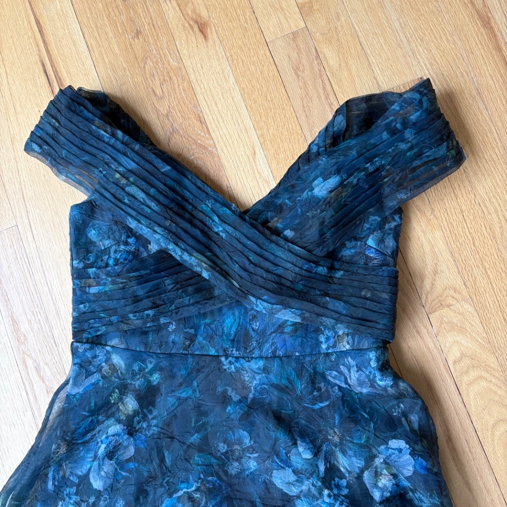 Theia  Auden Floral Crinkled Organza Off-the-Shoulder Midi Dress - Picture 5 of 9